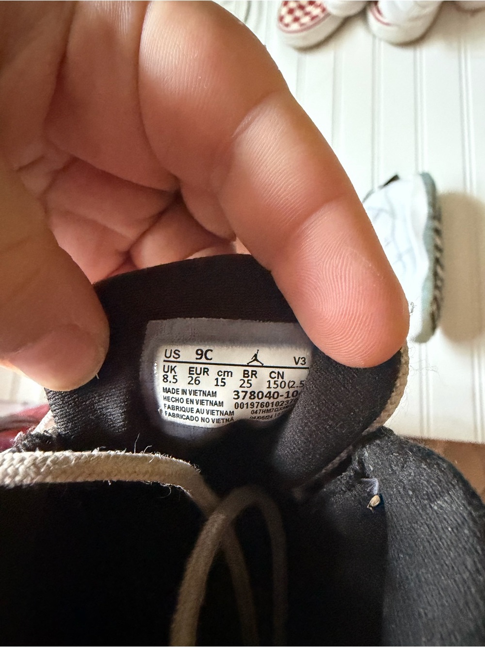 Jordan Kids White and Grey High-Top Sneakers - Picture 6 of 6